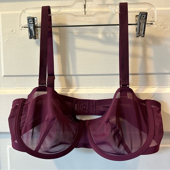 CUUP “Balconette” Mesh underwire Bra in Begonia (wine/purple) Sheer, Size 38C. - Picture 8 of 9